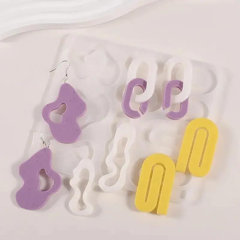 Geometric Earring Pendant Silicone Mold DIY UV Epoxy Resin Mould Handmade Jewelry Making Tools Necklace Keychain Handmade Crafts