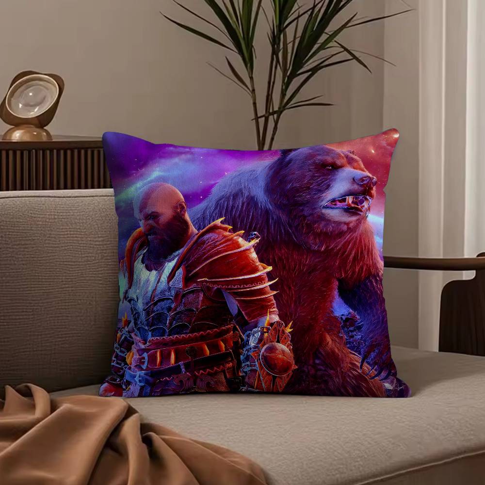 Anime G-God of W-War Ragnarok Pillow Case Anti-dustmite Pillowcase Invisible zipper silky short plush Sofa cushion cover