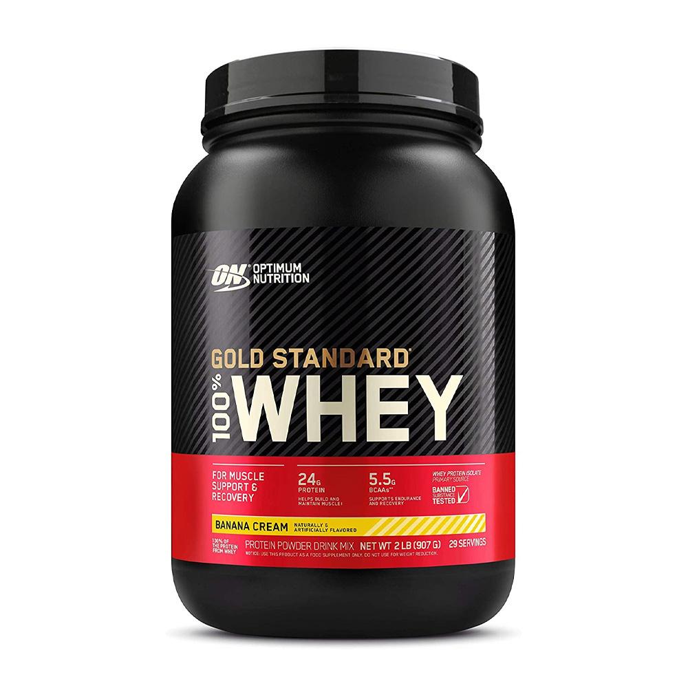 

Gold Standard 100% Whey Protein Powder Drink Mix Banana Cream 29 Servings, 2 lb