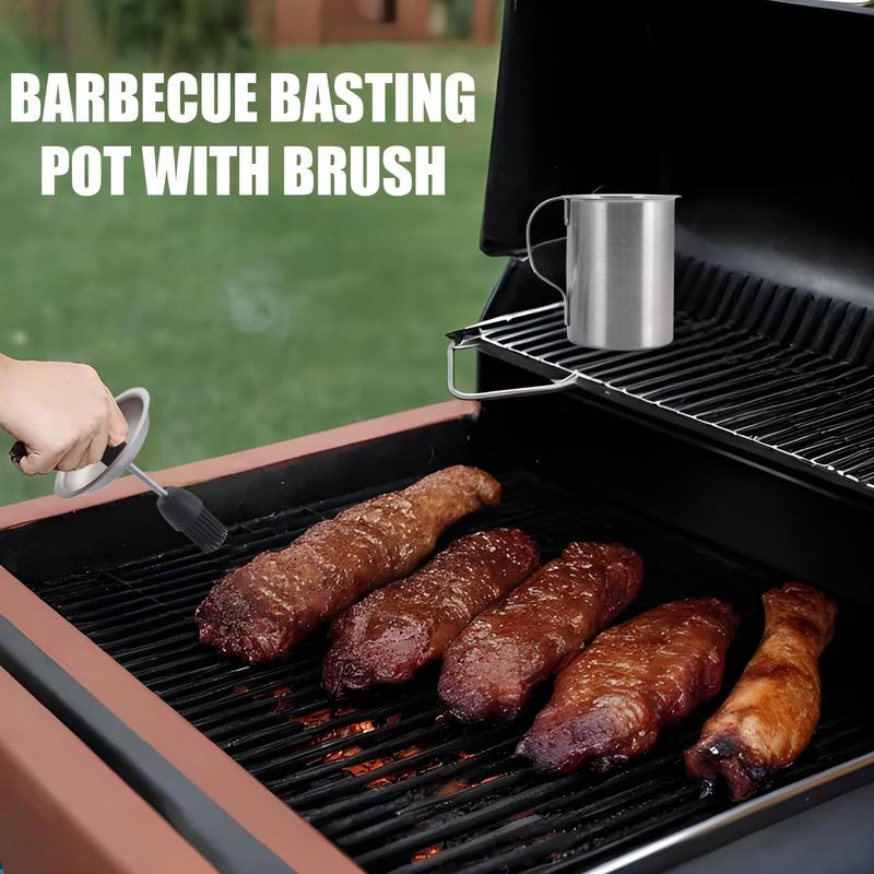 

Basting Pot And Brush Set Kitchen Sauce Pot With Brush BBQ Basting Pot With Basting Brushes Set Stainless Steel Barbecue Sauce United States