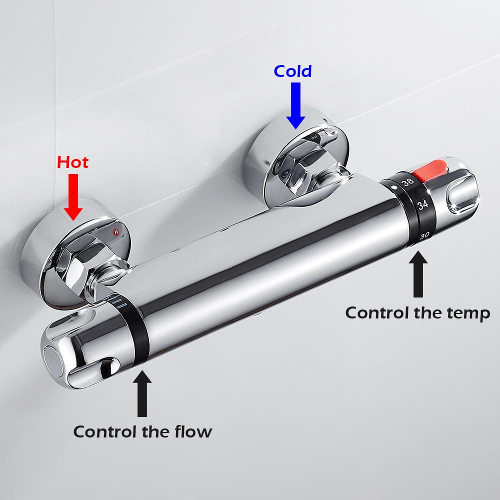 Thermostatic Shower Sets Bathroom Shower Faucet Hot And Cold Mixer Brass Faucet Bathtub Shower System Waterfall Shower