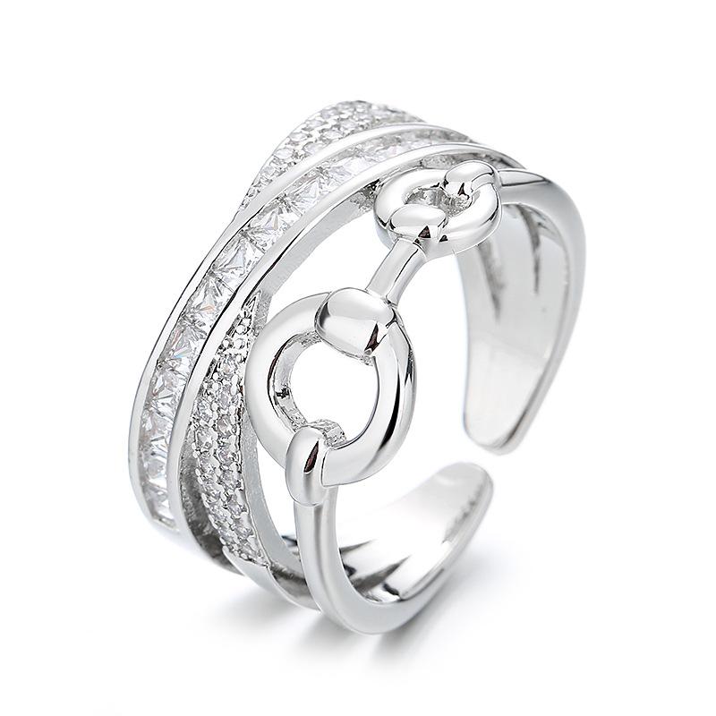 925 Sterling Silver HipHop Ring Open Adjustable Silver/Gold for Women Exquisite Student Girlfriend Jewelry Wedding Party GiftG