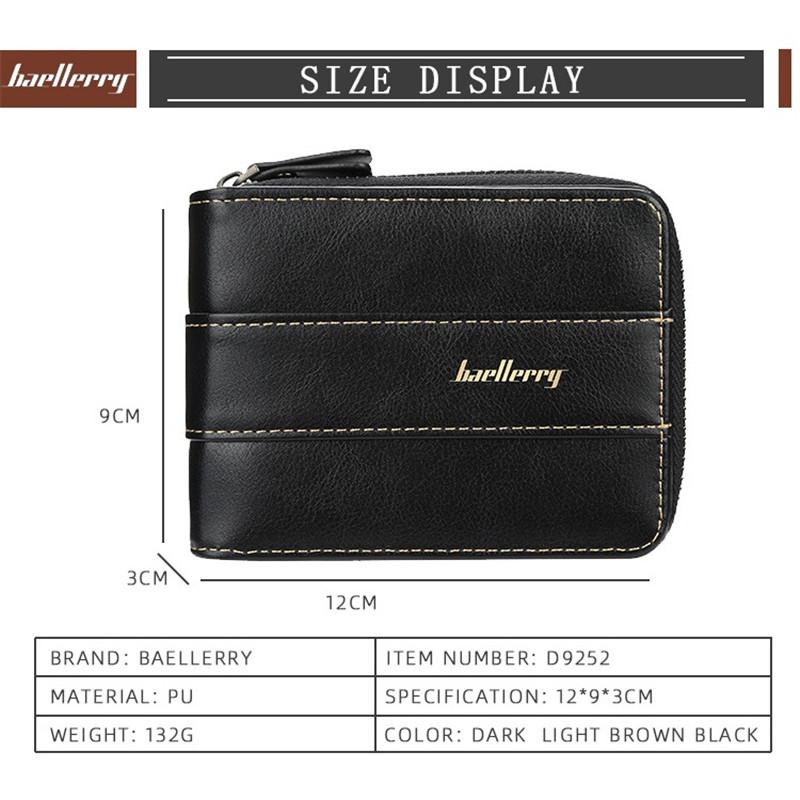 Baellerry Men Fashion Wallets Zipper Business Card Holder Vintage Purse GZW