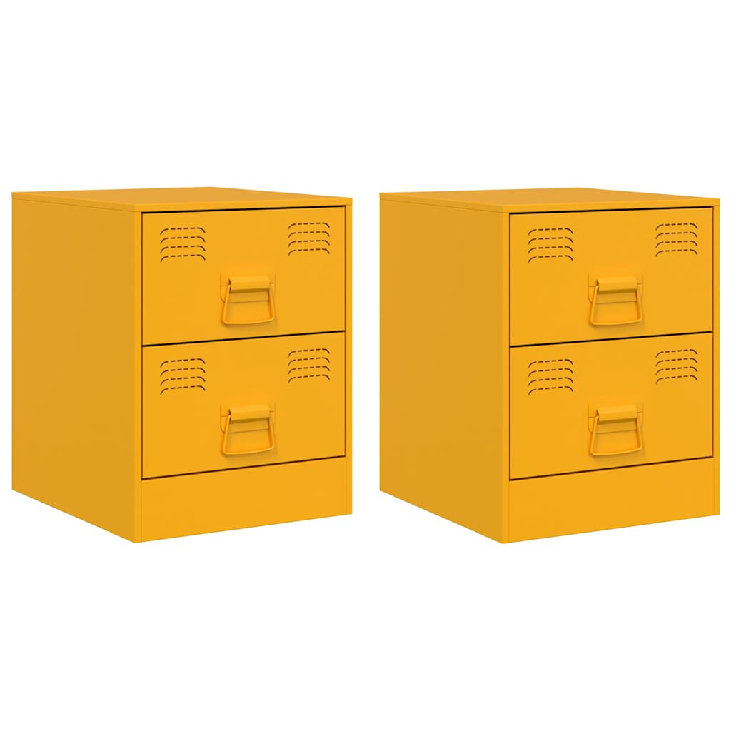 Nightstands 2 pcs. Yellow 34.5 x 39 x 44 cm Steel
