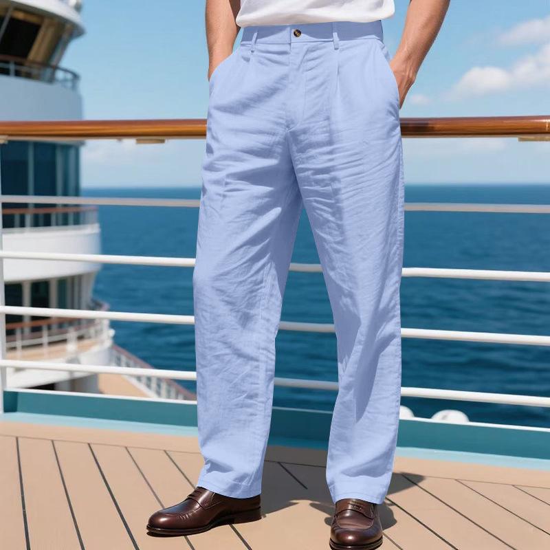 Men's European Casual Loose Linen Trousers - Breathable & Comfortable for Business or Commuting