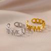 18k Gold Plated Men's Adjustable Geometric Stainless Steel Ring - Korean Style