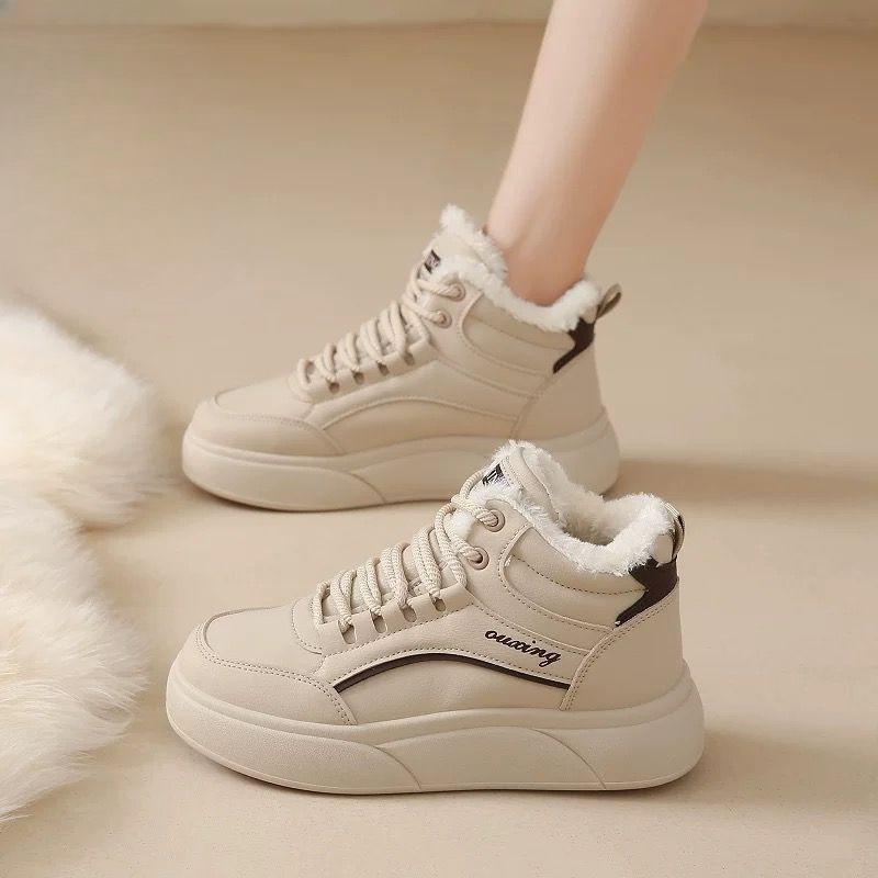 

Новые флисовые и утепленные спортивные хлопковые туфли для женщин, универсальные и повседневные студенческие кеды 40 хаки