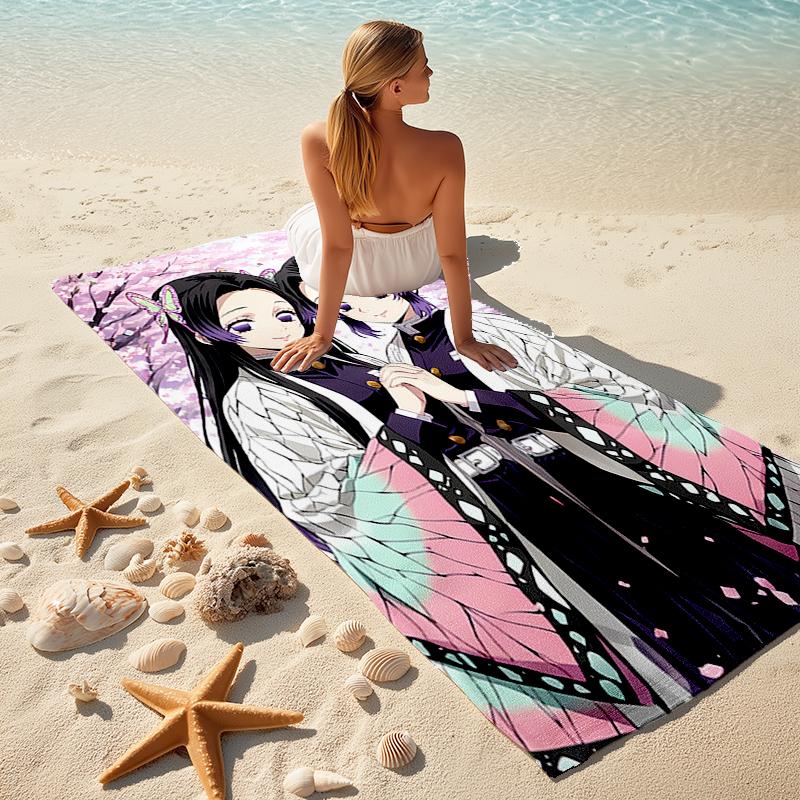 Beach Towel with Demon Slayer characters1 Pattern - soft,absorbent,machine washable Lightweight&Modern,swimming,Travel Essentials