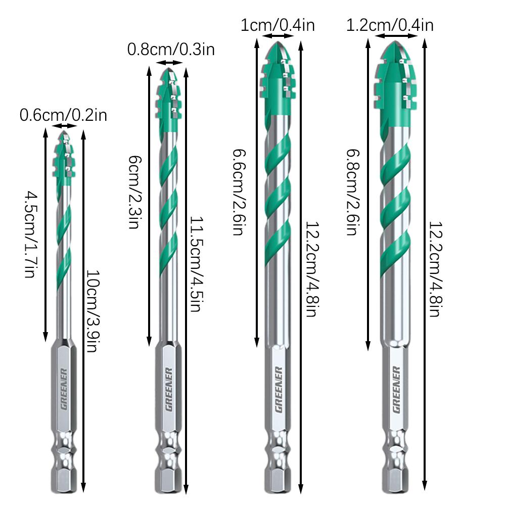 4pcs/Set Four-Blade Eccentric Drill Bits,Versatile Eccentric-Twist Drill Bits Kit,High Hardness Concrete Drill Bit Set For Tile
