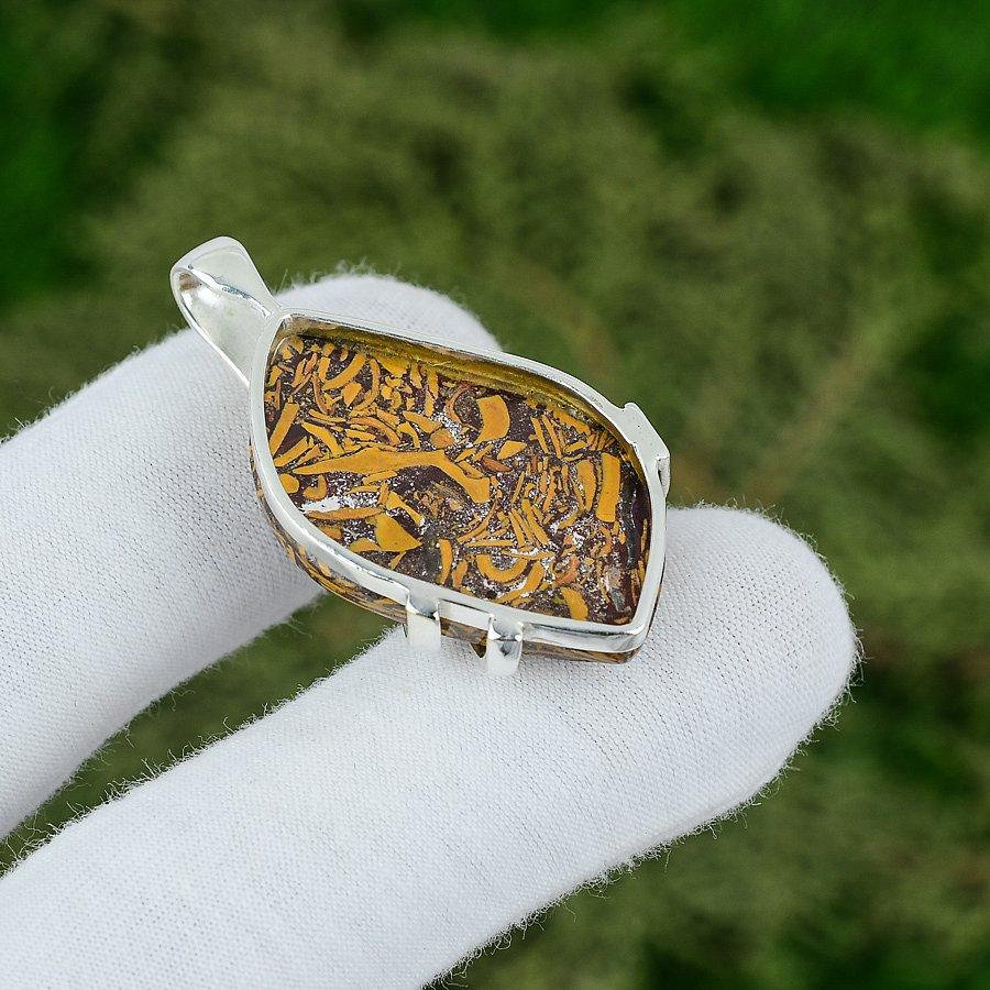 Sterling Silver Natural Mariam Jasper Engagement Trendy Elegant Pendant Jewelry