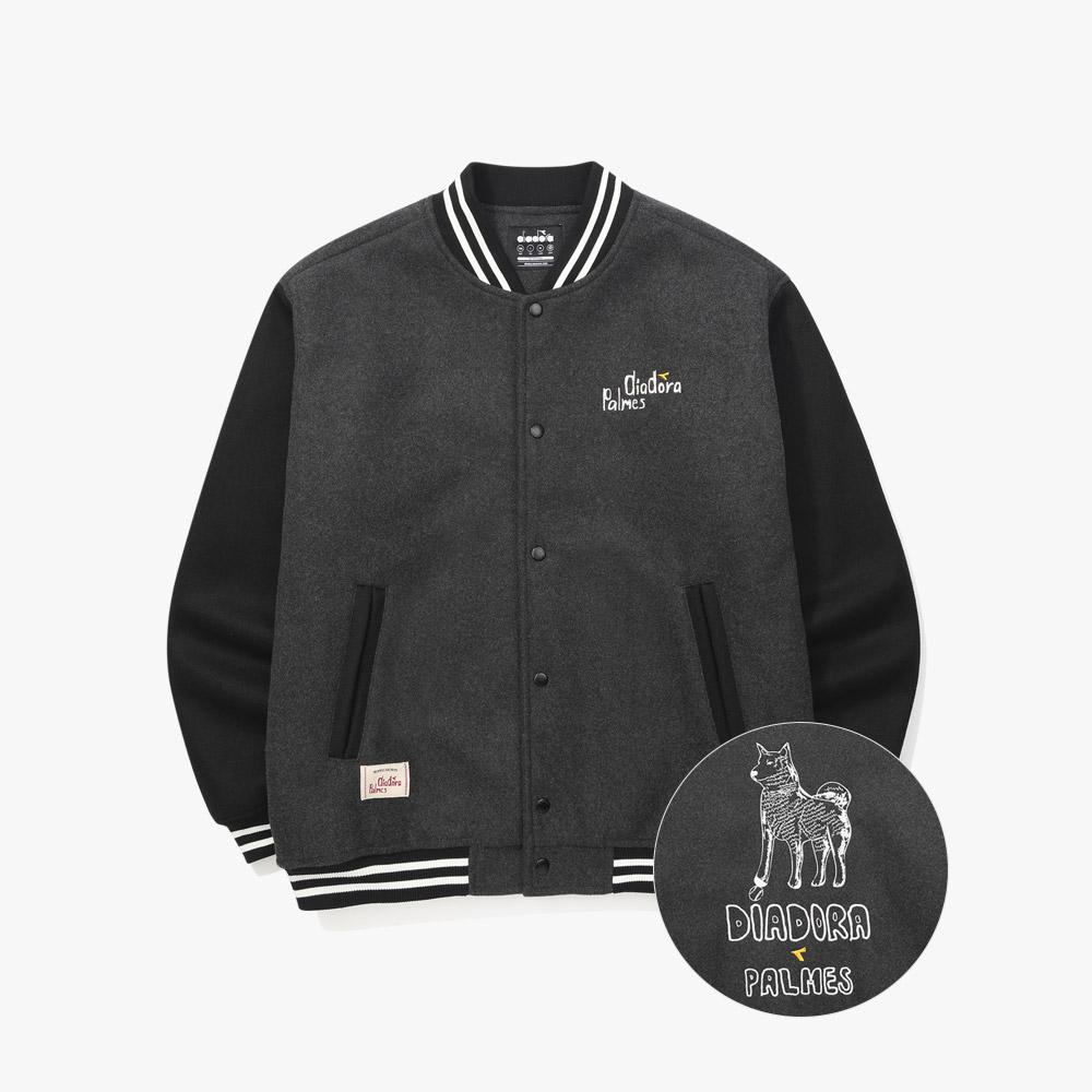 Diadora [Diadora By Palmes] Graphic Varsity Jacket Grey