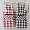 Checkered Print Kitchen Aprons Cotton Cloth Cooking Aprons Chef Work Apron  Household Cleaning