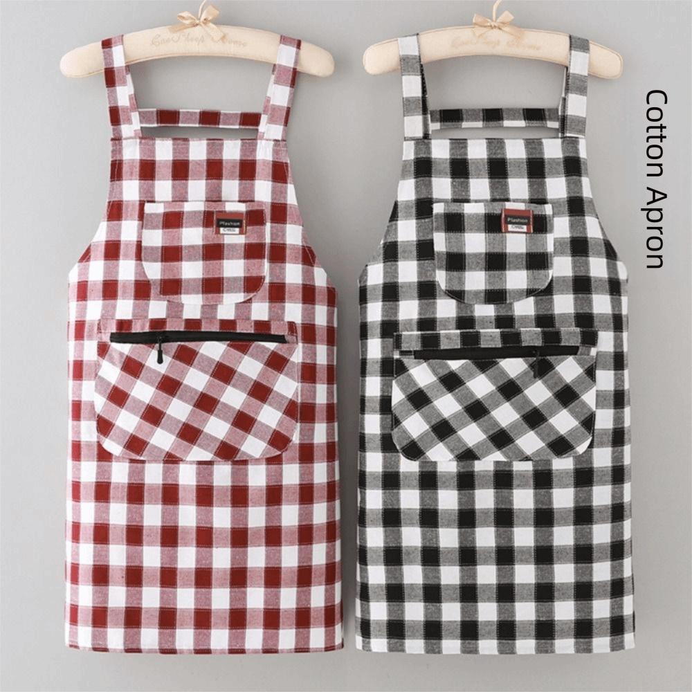 Anti Dirty Kitchen Aprons Checkered Print Cooking Aprons Chef Work Apron  Household Cleaning