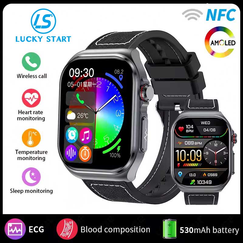 Micro-physical Examination AMOLED Smart Watch Men ECG Blood Compositoin Health Monitoring Bluetooth Call Women Sports Smartwatch