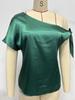 Women's Solid Color Satin One-Shoulder Pullover Shirt - Spring/Autumn