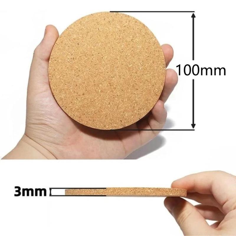 10Pcs Cup Mat Natural Round Wooden Pad Durable Non-Slip Cork Coaster Tea Coffee Mug Drinks Holder For Table Decor Diy Tableware
