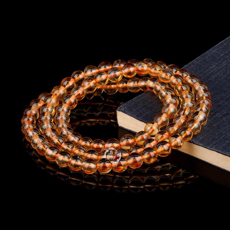 Natural Yellow Topaz & Citrine Crystal Round Bead Bracelet with Azeztulite for DIY Beading Accessories