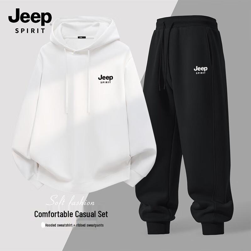JEEP SPIRIT Men's Hooded Sweatshirt & Tapered Pants Set