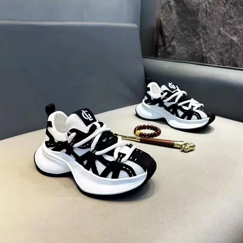 Men's shoes mesh sneakers board shoes platform soles ruffian handsome dad shoes retro fashion casual versatile trendy men's shoes