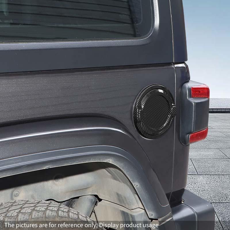  For Jeep Wrangler JL 2018 Up Aluminum Alloy ABS Gas Fuel Oil Tank Cap Cover Car Exterior Accessories, Carbon fiber pritned.