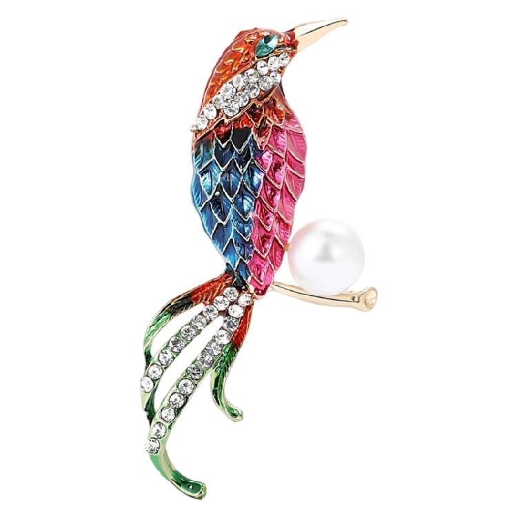 

Multi Purpose Rhinestoned Animal Brooch Pearls Accented badge Pin Accessory For Formal Outfits Bags Gift Giving розовый
