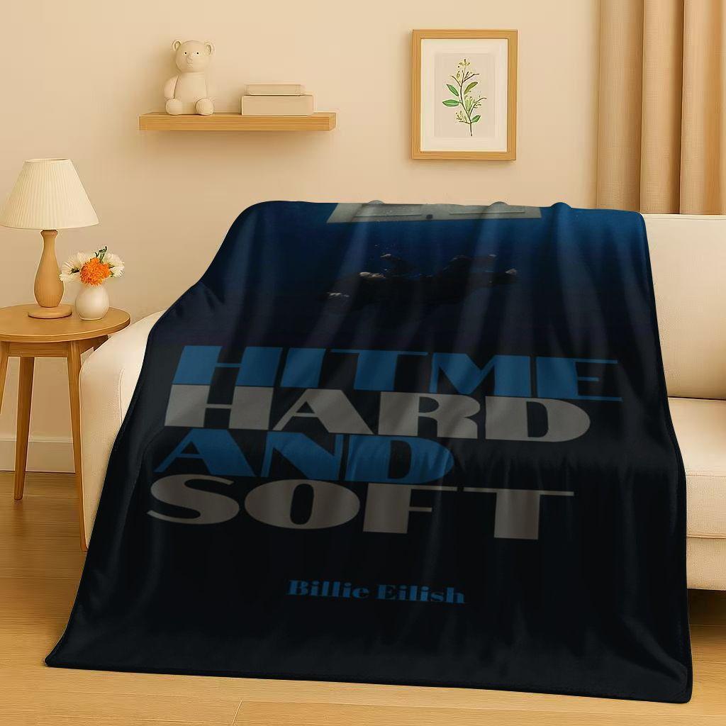3D Billie Eilish Hit Me Hard and Soft Singer Flannel Blanket,Ultra Soft Warm Plush Throw for Home Bedroom Bed Sofa Cover Kids