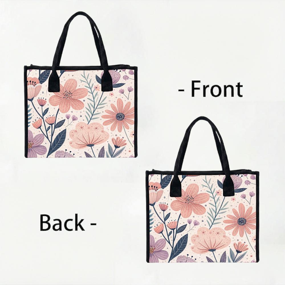 Floral Print Tote Bag Fashion Casual Large Capacity Handbag for Daily Shopping Travel Use