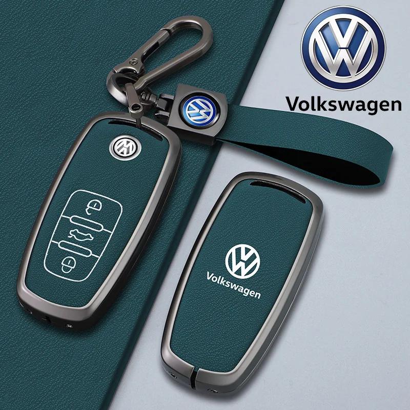 VW GTI GOLF 2026 Hot For VW VOLKSWAGEN Zinc Alloy Leather Car Key Case Cover Holder Shell Fob For VW Tiguan Touran Caddy Beetle 