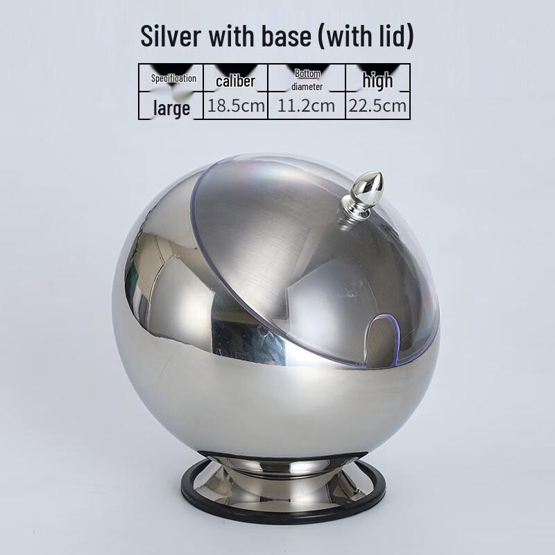 Stainless Steel Spherical Slanted Serving Bowl with Lid and Spoon