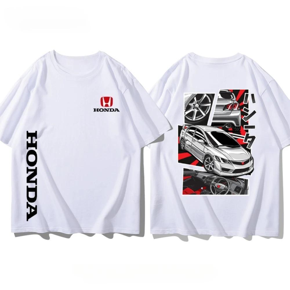 Urban Pulse Clothing Honda Civic Zomer Hete Nieuwe Mode T-shirt Racen Mannen T-shirt Retro Motorfiets Serie Bedrukt Los Kortmouwig Overall 4XL rood