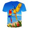 Beautiful Parrot Print Summer Short Sleeve Shirt Men's Children's T-shirt Fashion 3d Bird Pattern Round Neck Top Street Clothing