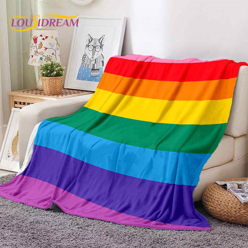 Rainbow Colour Illusion Cartoon Soft Flannel Blankets,Throw Blanket Comfortable Blanket for Picnic Beds Sofa Home Bedroom Gifts