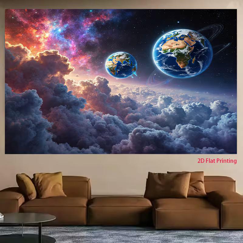 2D Cosmic Galaxy Sky Astronaut Space Theme Kids Birthday Photography Backdrop Decor