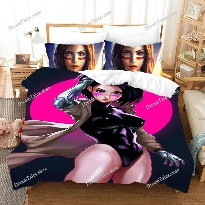 3D Print Movie ALITA Pattern Bedding Set Boys Girls Twin Queen King Size Duvet Cover Pillowcase Bed Boys Adult Home Textile