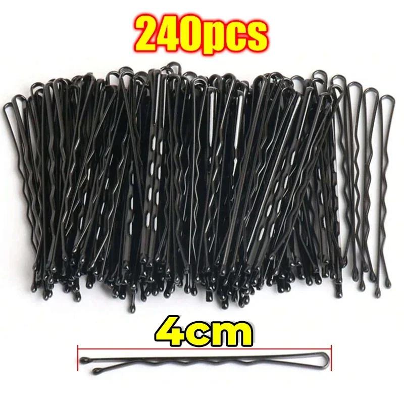 60/600pcs Black Straight Line Hair Clip U-shaped Needle Lady Hairpins Curly Wavy Grips Women Bobby Pins Styling Hair Accessories