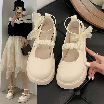 Scarpe Estive da Donna in Pelle con Suola Spessa Stile Francese Nuovi Arrivi Stile Britannico Versatili Scarpe da Fata Principessa Décolleté a Taglio Basso