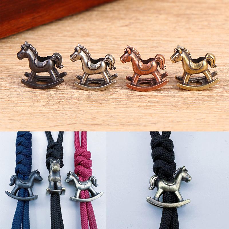 Rocking Horse Brass Knife Beads Edc Outdoor Diy Paracord Handmade Woven Lanyard Pendants Bracelet Charms Accessories