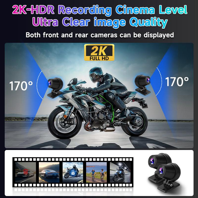 7 Inch Motorcycle GPS Navigation 2K HD DVR Wireless CarPlay Android Auto IP67 Waterproof Display Screen Portable Moto Monitor