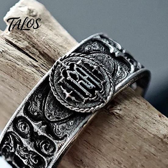 Retro Church Band Vintage Gothic Ring for Men, Hollow Engraved Architecture Statement Band, Dark Style Punk Finger Jewelry Daily Wear Parties Durable