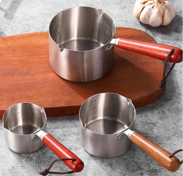 Wielofunkcyjny Mały Garnek Specjalny ze Stali Nierdzewnej do Gorącego Oleju Mini Garnek Przelewowy Domowy Mini Garnek Pomocniczy do Jedzenia Odporny na Rozpryski Oleju