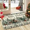 3D Breaking Wall Santa Print Door Mat front porch patio villa entry cabin backyard Merry Christmas household floor rug gift