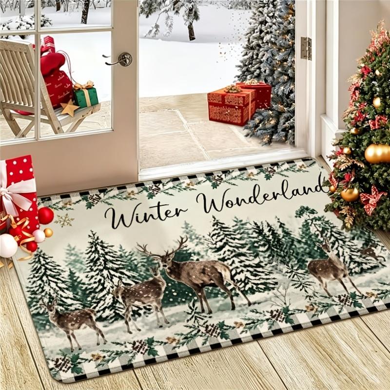 3D Breaking Wall Santa Print Door Mat front porch patio villa entry cabin backyard Merry Christmas household floor rug gift