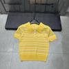 European Style Slimming Knit Polo - 26 New Spring/Summer Stripe Lapel Short Sleeve Top