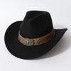 Cappello da cowboy western unisex unico con tesa arrotolata e sommità a forma di cuore, adatto per autunno e inverno