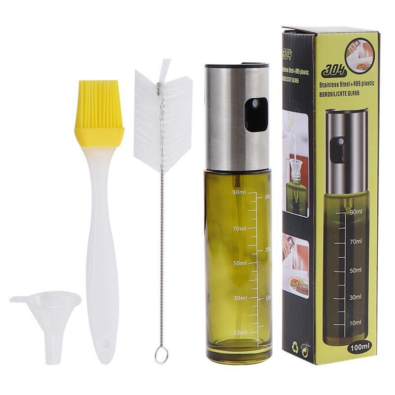 260ml Glass Press-Type Oil and Water Spray Bottle - Non-Drip, Transparent Kitchen and Watering Can.