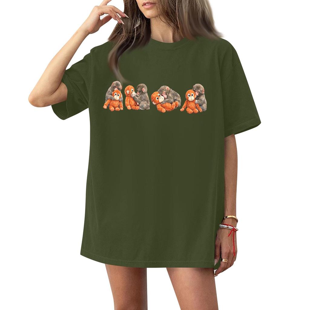 Dam T-shirt med tryck och rund hals och korta ärmar