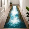 3D Wasserfluss Teppichmatte Rutschfester Teppich Heimdekoration Leuchtender Strom Blaue Illusion Muster Bodenmatte für Flur Wohnzimmer