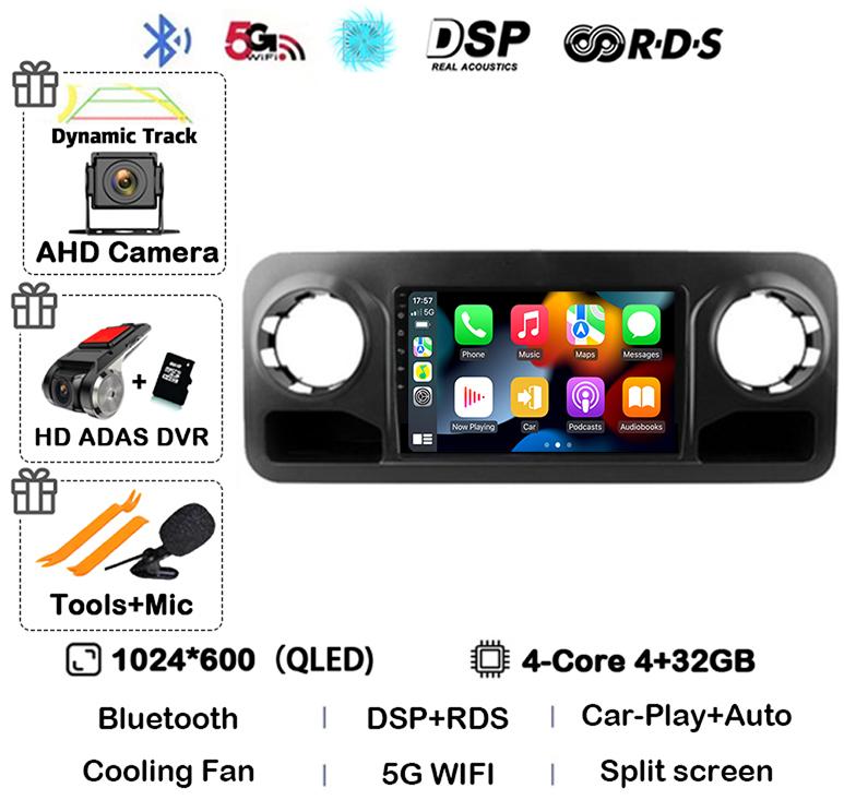 Android 14 Auto Carplay For Benz Sprinter 2018 2019 2020 2021 2022 Car Radio Multimedia Video Player Stereo GPS 4G WIFI Audio BT