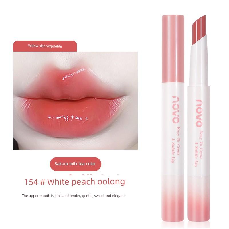 Novo Solid Lip Gloss Water Light Mirror Lipstick Nourishing Moisturizing Lipstick Lip Balm Nude Color Series Pseudo Plain Light Makeup Lip Lacquer