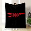 Red Cannon Wheel Emblem On Black Background Patterned Flannel Blanket Perfect for the Bedroom Living Room, Sofa, or a Little Nap